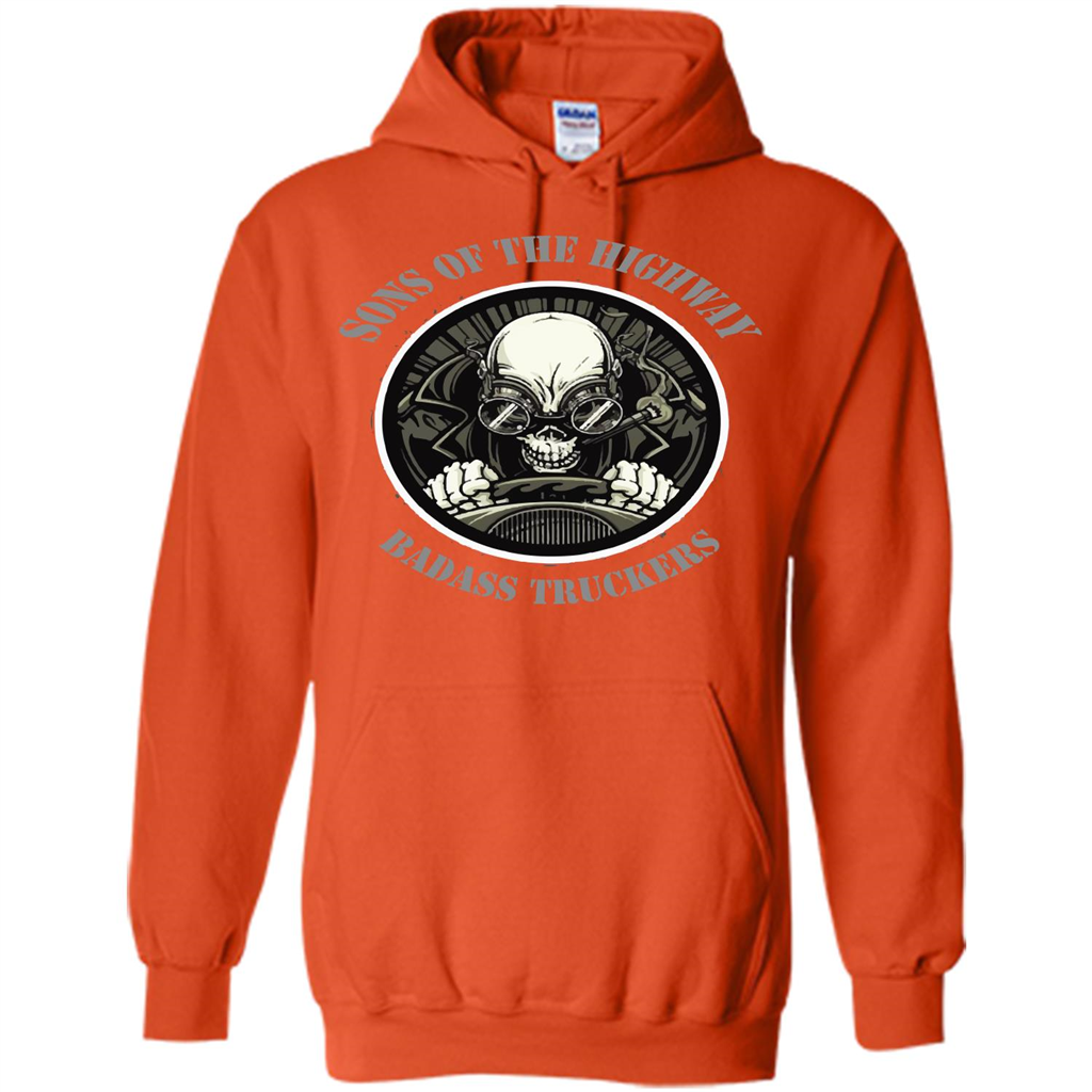 Trucker T-shirt Sons Of The Highway Badass Truckers T-shirt Orange