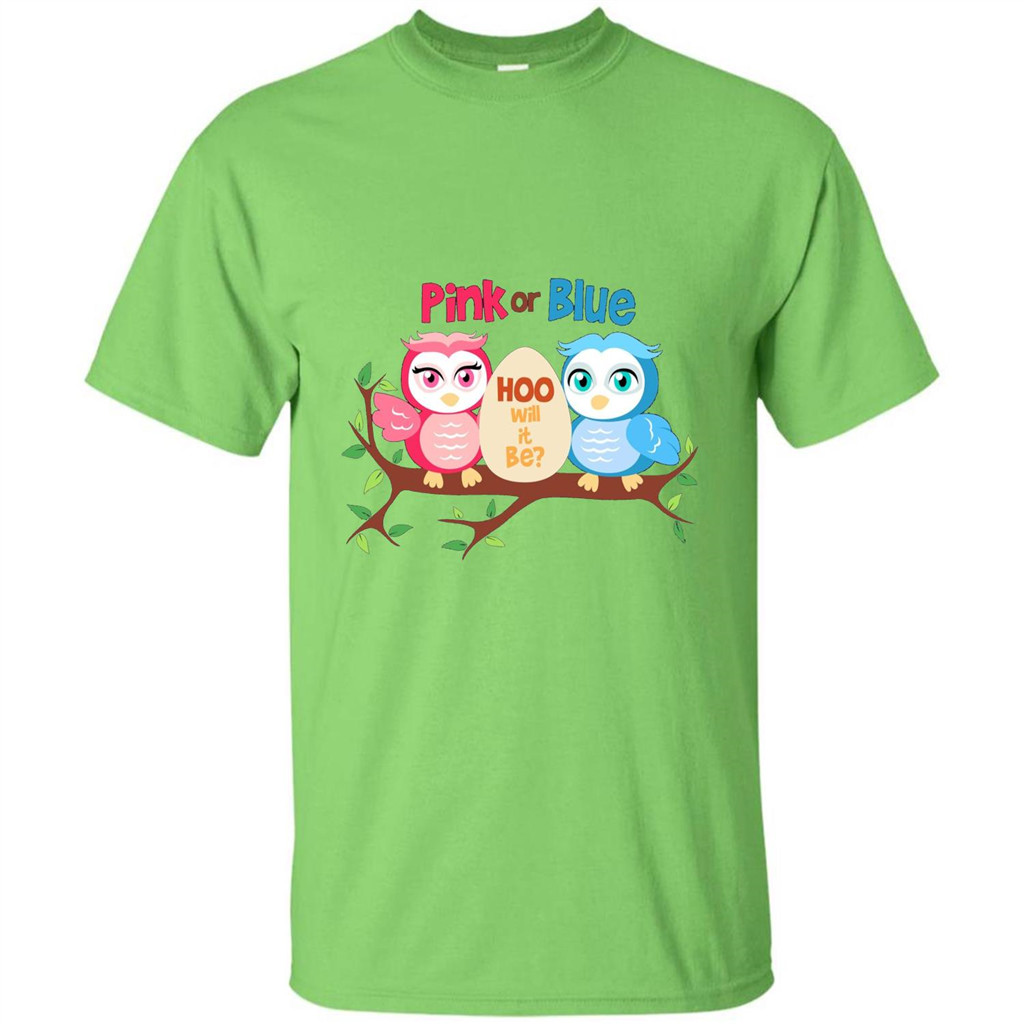 Pregnancy T-shirt Owl Pink Or Blue Hoo Will It Be Lime