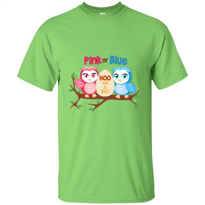 Pregnancy T-shirt Owl Pink Or Blue Hoo Will It Be Lime