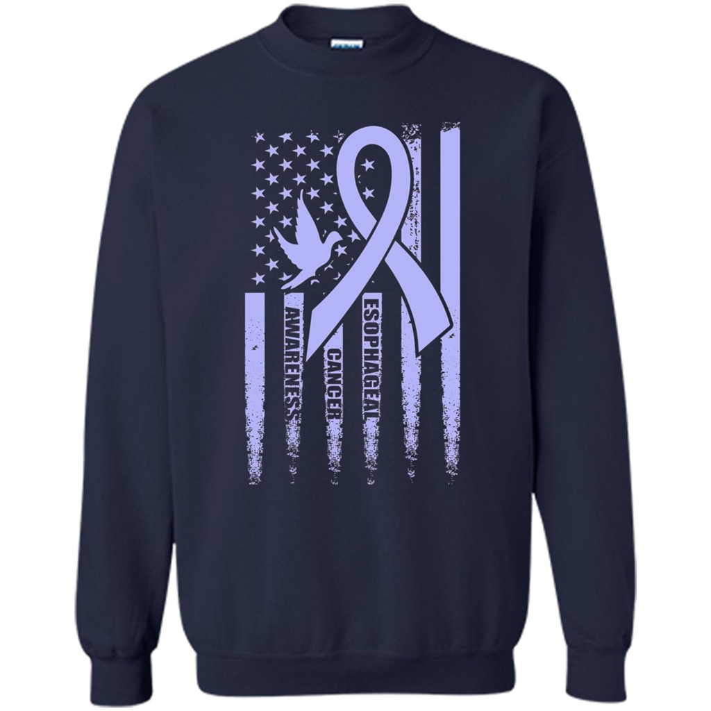 Esophageal Cancer USA Flag Periwinkle Ribbon and Dove T-shirt Navy