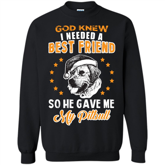 Pitbull T-shirt God Knew I Needed A Best Friend Orange