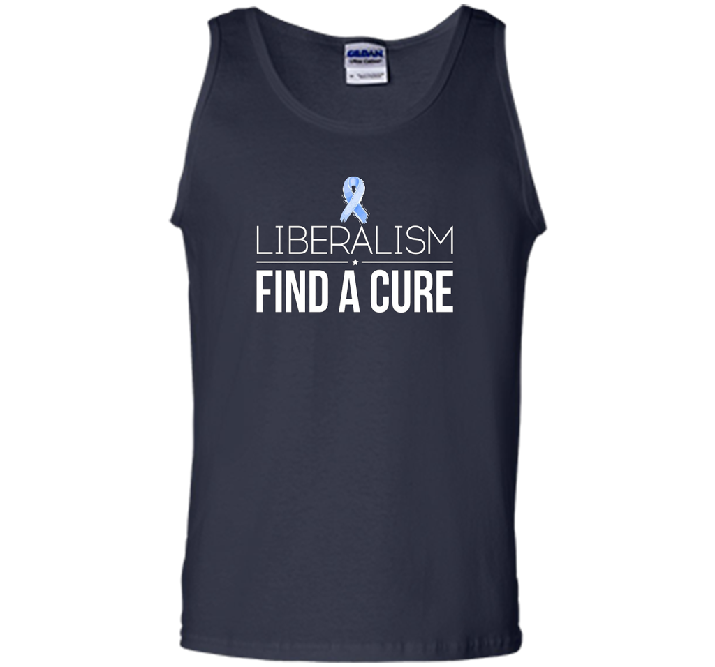 Liberalism Find a Cure T-Shirt. Democrat VS. Republican cool shirt Navy