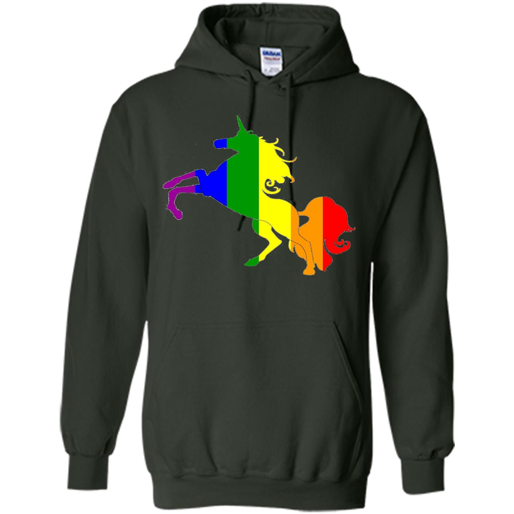 Pride Flag Unicorn Glitter Cute Beautiful LGBTQ T-shirt Forest Green