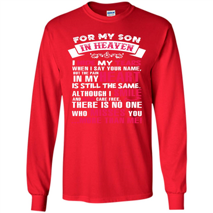 Family T-shirt For My Son In Heaven I Hide My Tears T-shirt Red