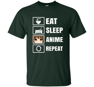 Eat Sleep Anime Repeart T-Shirt Funny Anime Geek cool shirt