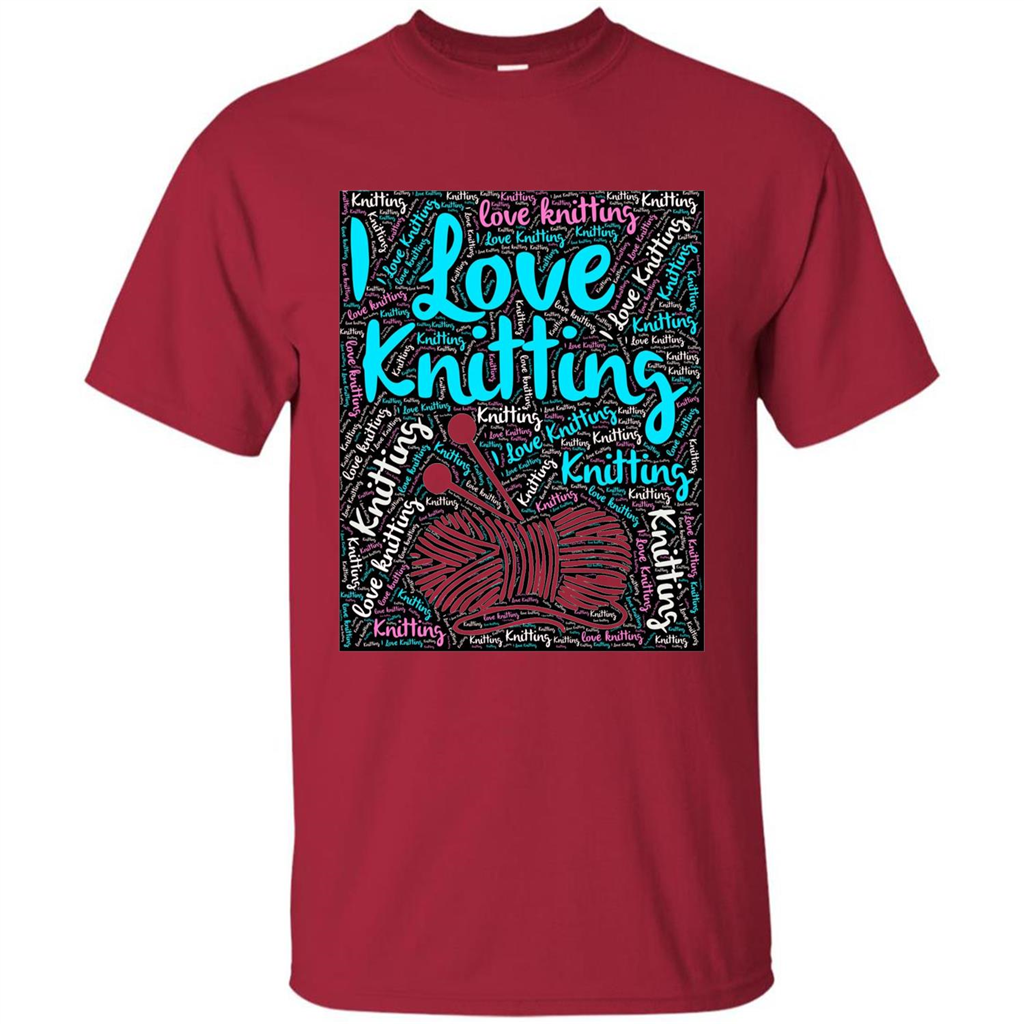 Knitting Wordcloud Knitter T-shirt Love Knitting Cardinal
