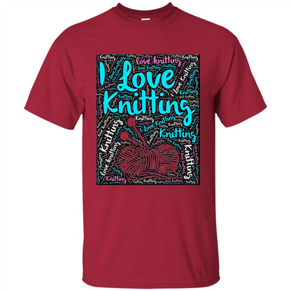 Knitting Wordcloud Knitter T-shirt Love Knitting Cardinal
