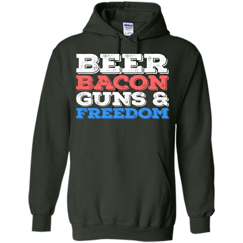 Beer Bacon Guns And Freedom T-Shirt Fourth of July Gift Forest Green