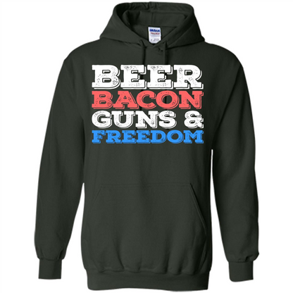 Beer Bacon Guns And Freedom T-Shirt Fourth of July Gift Forest Green