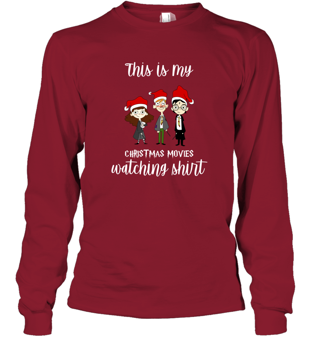This Is My Christmas Movies Watching Shirt Harry Potter Fan Long Sleeve T-Shirt Long Sleeve T-Shirt Cardinal Red