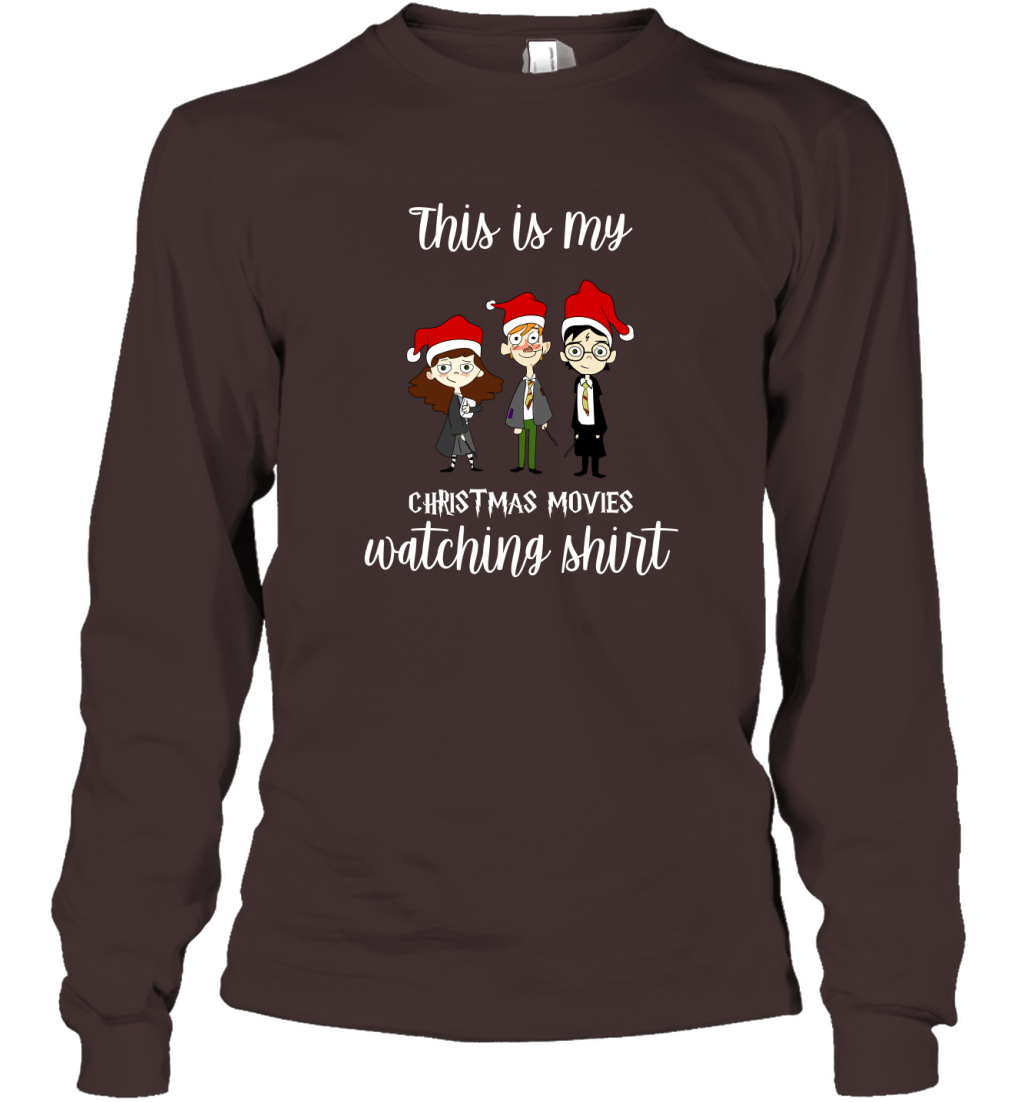 This Is My Christmas Movies Watching Shirt Harry Potter Fan Long Sleeve T-Shirt Long Sleeve T-Shirt Dark Chocolate