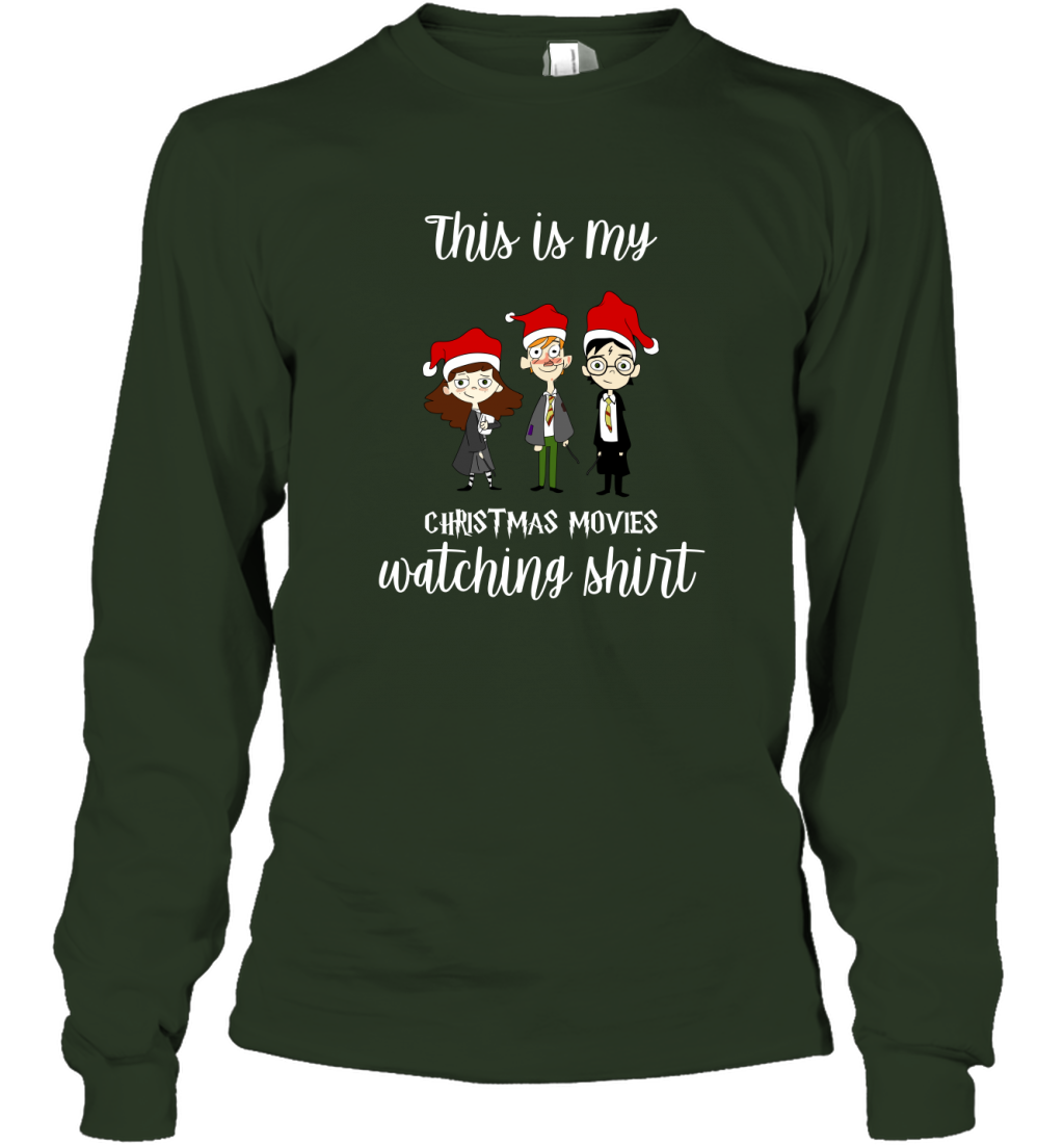 This Is My Christmas Movies Watching Shirt Harry Potter Fan Long Sleeve T-Shirt Long Sleeve T-Shirt Forest Green
