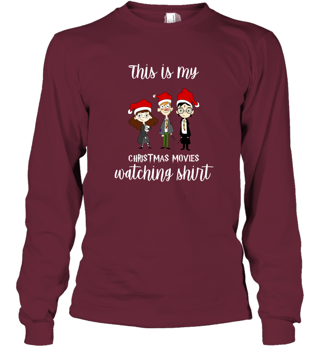 This Is My Christmas Movies Watching Shirt Harry Potter Fan Long Sleeve T-Shirt Long Sleeve T-Shirt Maroon