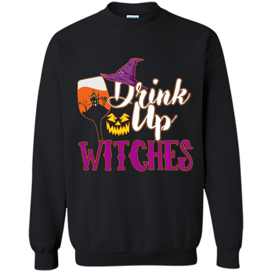 Drink Up Witches T Shirt Funny Halloween Costume Black