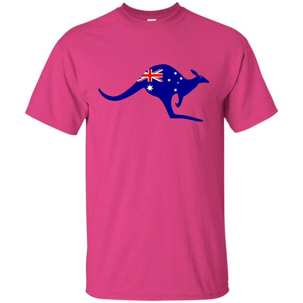 Australian Flag Kangaroo T-shirt Australia Vacation T-shirt Heliconia