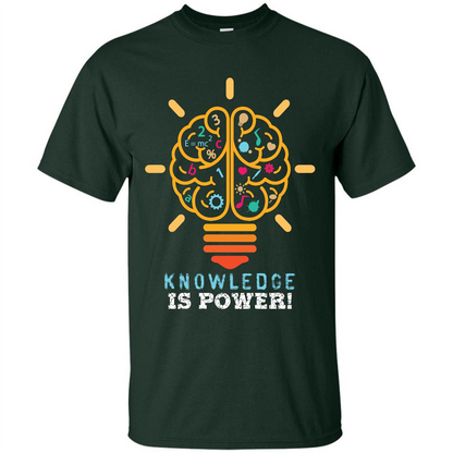Student T-shirt Knowledge Is Power T-shirt Forest Green