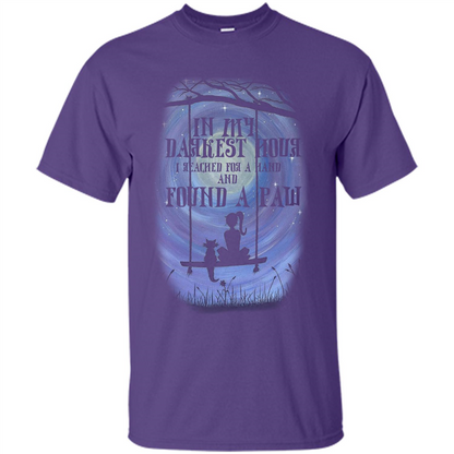 Cat Lover. In My Darkest Hour I Reached For A Hand T-shirt Purple