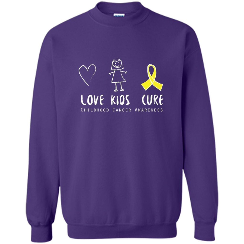Love Kids Cure Childhood Cancer Awareness T-shirt Purple