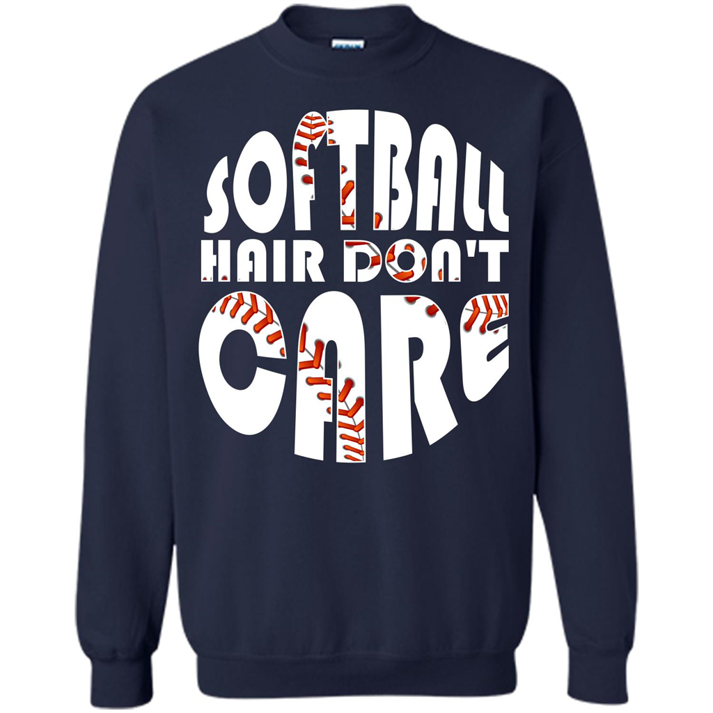 Softball Lover T-shirt Softball Hair Don't Care T-shirt Navy