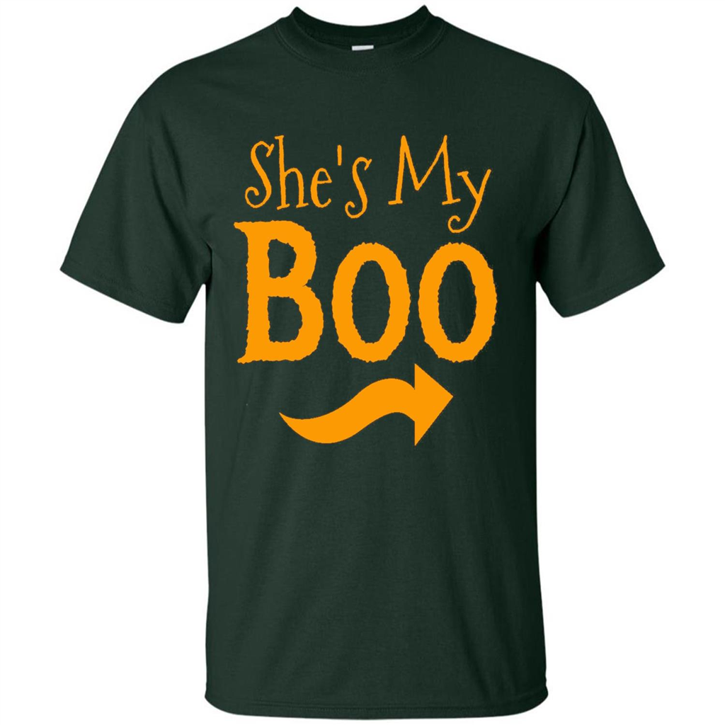 She's My Boo - Halloween Couples T-shirts For Him and Her Forest Green