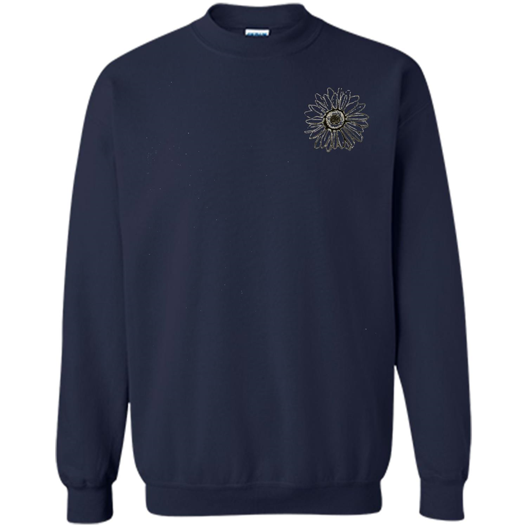 Daisy Flower Sketch Art T-shirt Navy