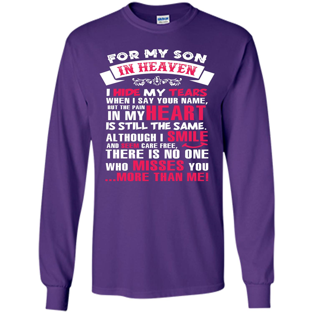Family T-shirt For My Son In Heaven I Hide My Tears T-shirt Purple