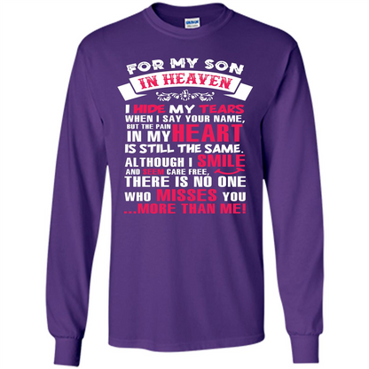 Family T-shirt For My Son In Heaven I Hide My Tears T-shirt Purple