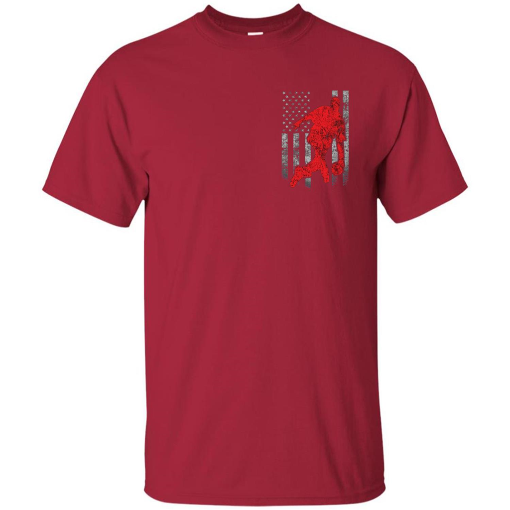 Bowling Man T-shirt - American Flag Bowling T-shirt Cardinal