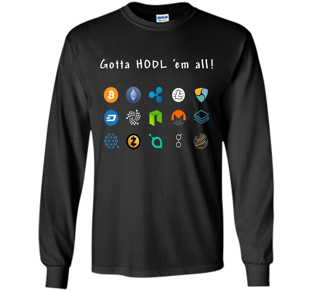 Ethereum Bitcoin Litecoin Gotta Hold'em All T-shirt Black