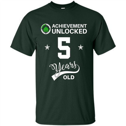 Happy 5th birthday T-shirt Achievement Unlocked 5 Years Old Forest Green