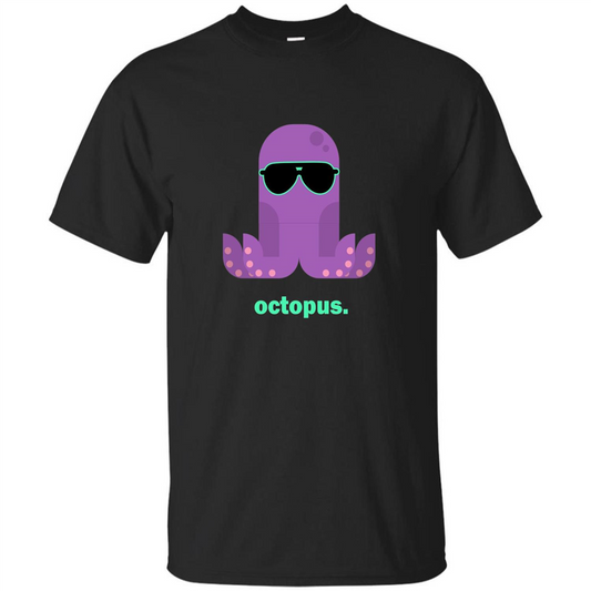 Sunglasses Hipster Squid T-shirt Sea Animals Octopus T-Shirt Black