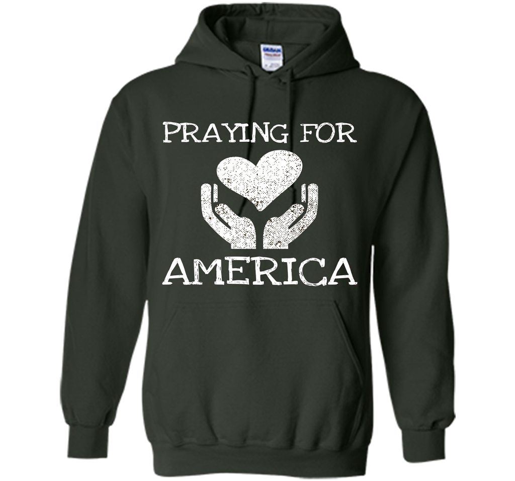 Praying for America Hands of Hope with Heart T-Shirt cool shirt Forest Green