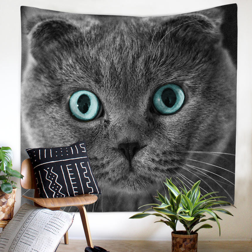 Cute Cat Bedroom 3D Tapestry Version 2