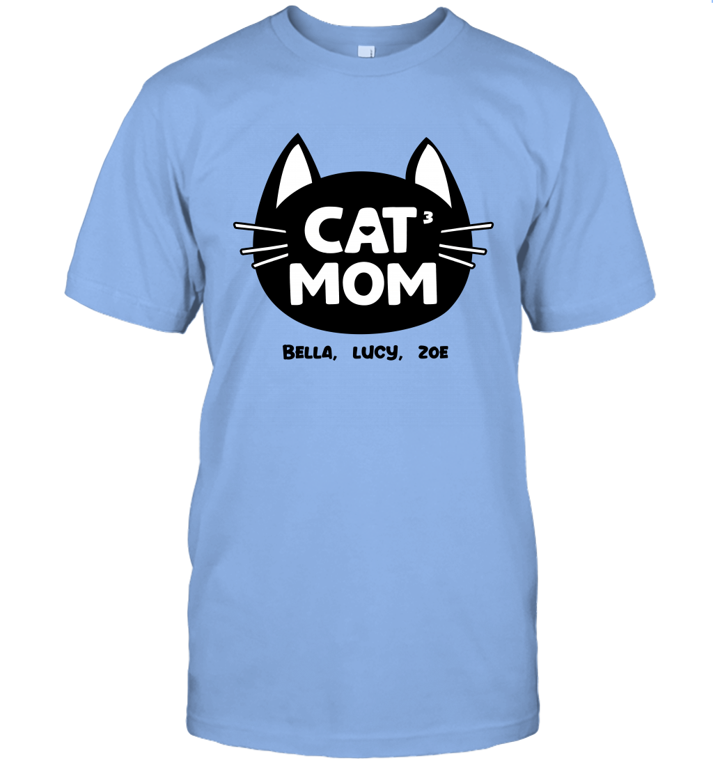Cat Mom Family Members ( Customized Name or Number ) T-Shirt T-Shirt Carolina Blue