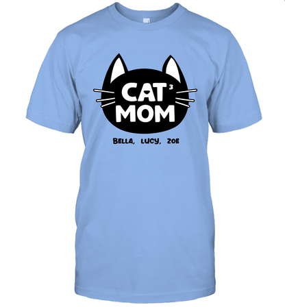 Cat Mom Family Members ( Customized Name or Number ) T-Shirt T-Shirt Carolina Blue