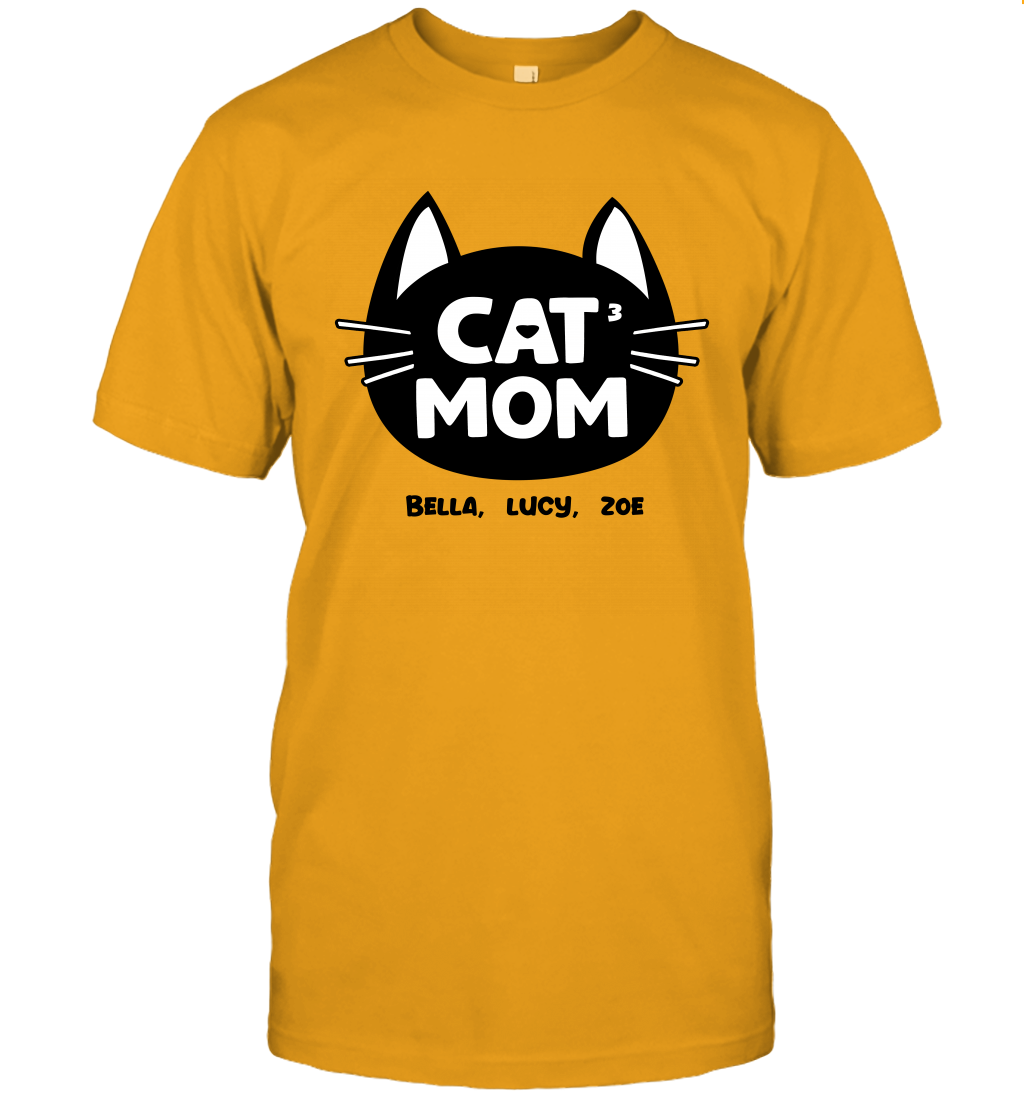 Cat Mom Family Members ( Customized Name or Number ) T-Shirt T-Shirt Gold