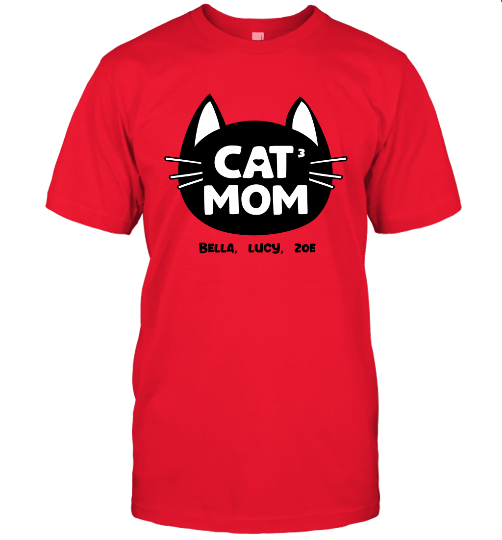 Cat Mom Family Members ( Customized Name or Number ) T-Shirt T-Shirt Red