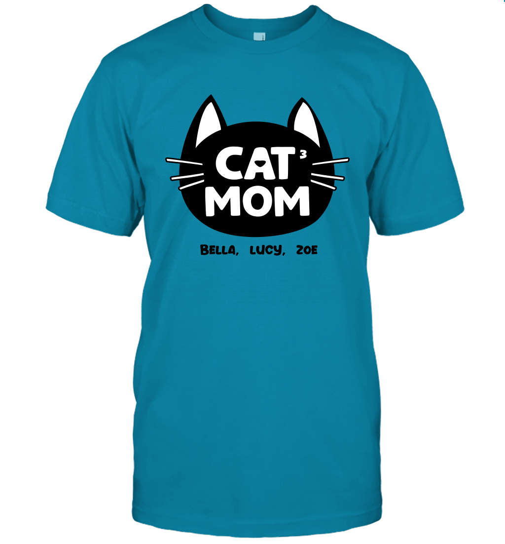Cat Mom Family Members ( Customized Name or Number ) T-Shirt T-Shirt Sapphire