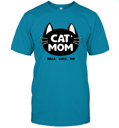 Cat Mom Family Members ( Customized Name or Number ) T-Shirt T-Shirt Sapphire