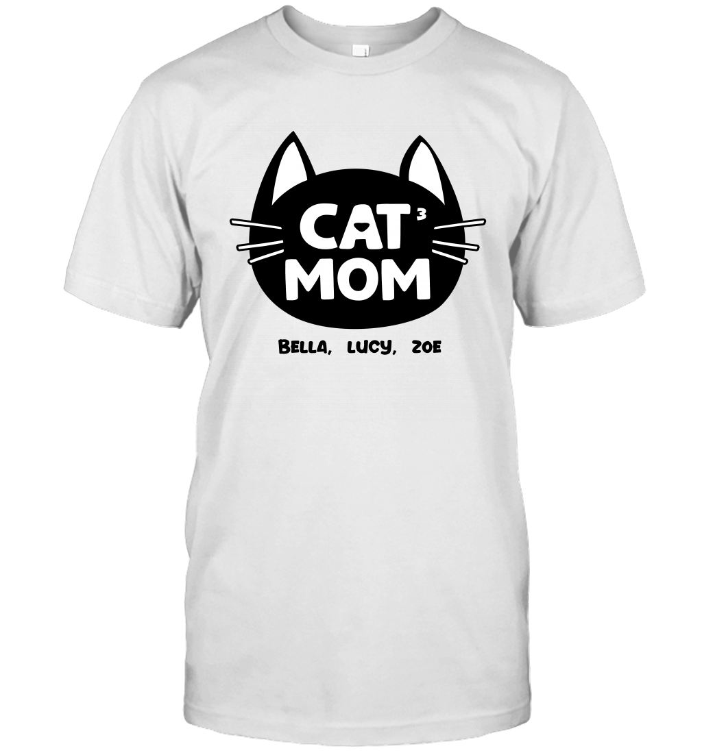 Cat Mom Family Members ( Customized Name or Number ) T-Shirt T-Shirt White