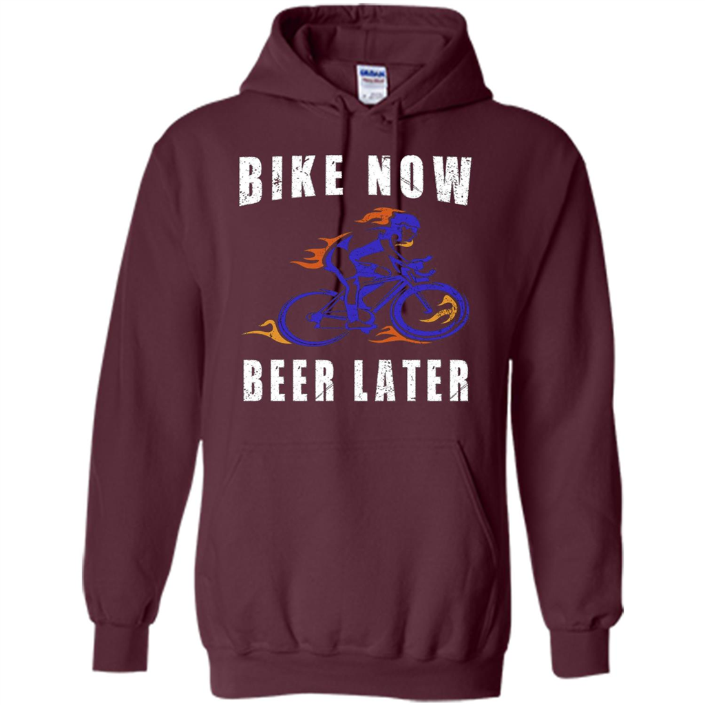 Bike Now Beer Later T-shirt Maroon