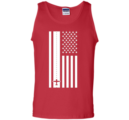 Patriotic American Flag Runway Pilot T-shirt Red