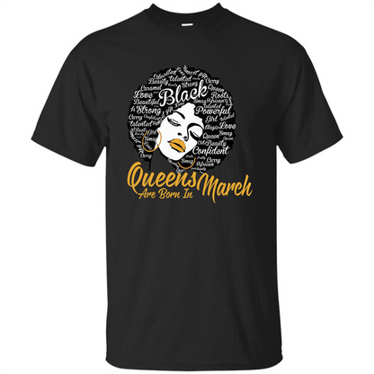Queen Are Born In March T-shirt Black