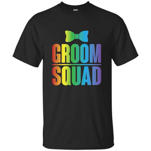 Groom Squad Bachelor Party Rainbow Bowtie T-Shirt