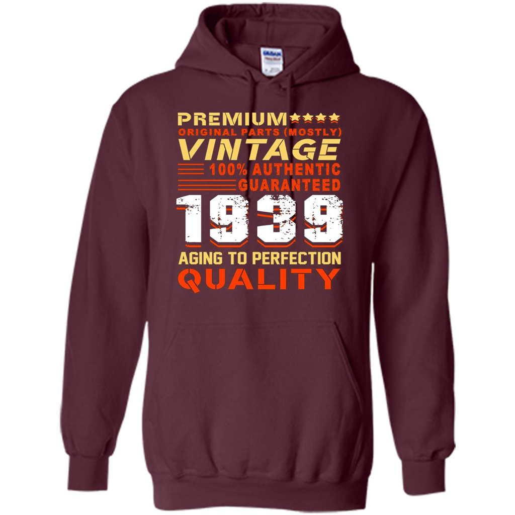 Funny Birthday T-shirt Vintage 1939 Maroon