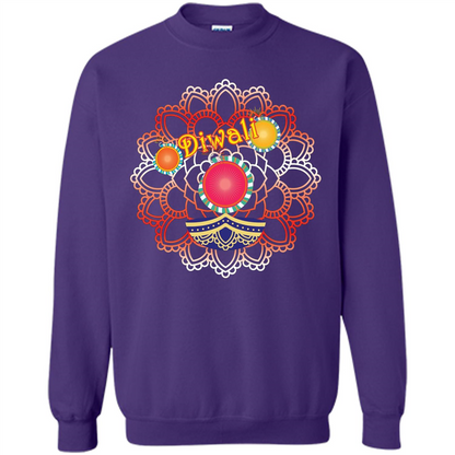 Diwali T-shirt Vibrant Rangoli Lamp And Firecrackers Diwali Tshirt Purple