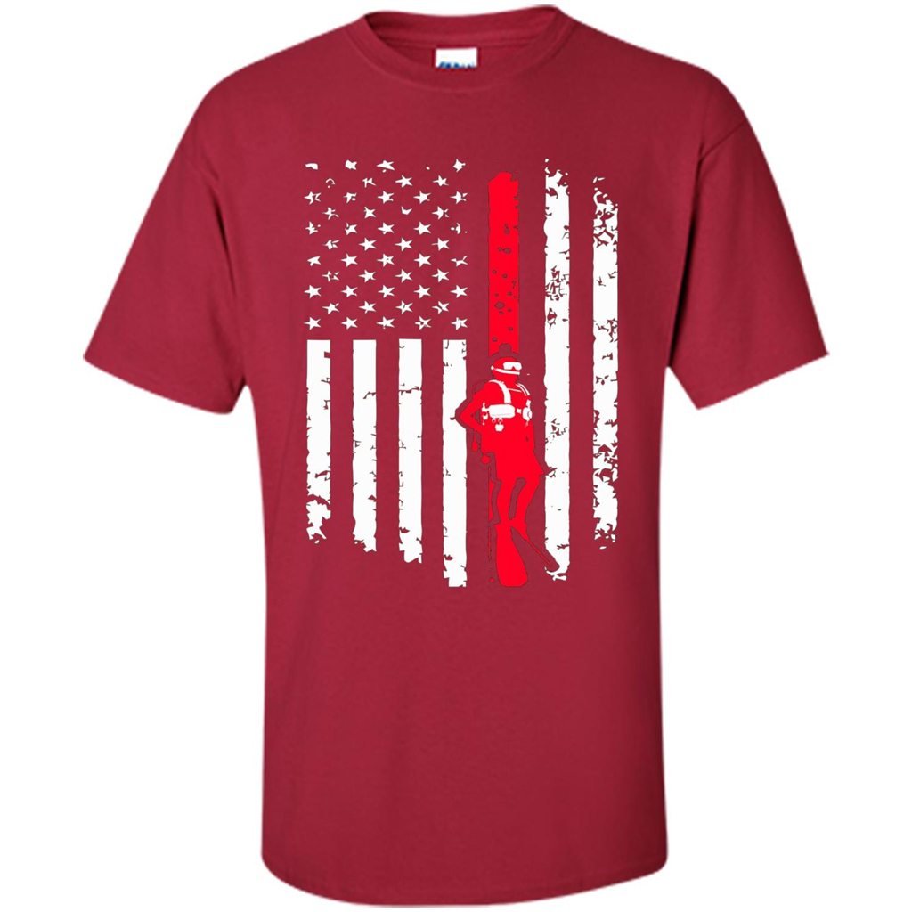 The American Flag Scuba Diving T-shirt Cardinal