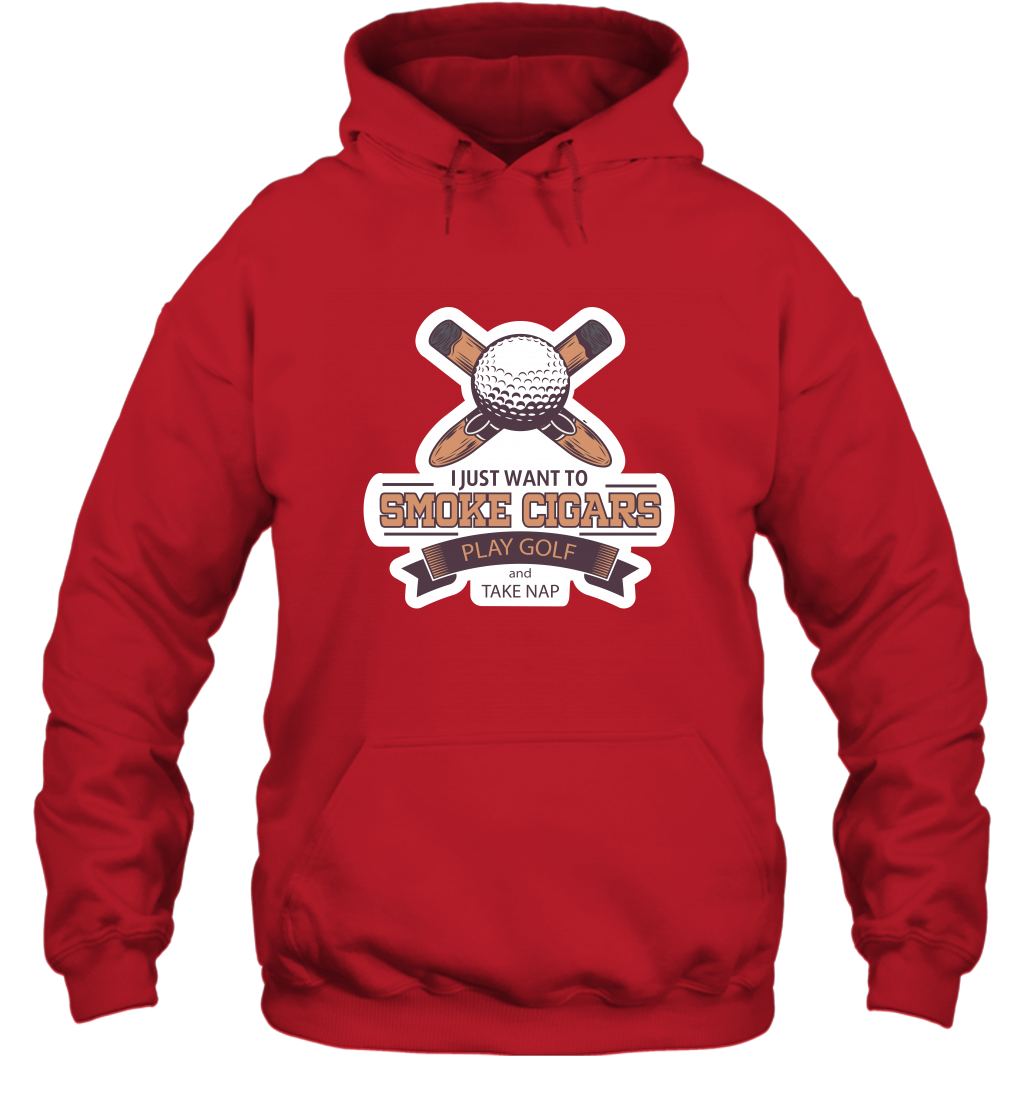 Smoke Cigar Play Golf Take Naps Shirt Hoodie Hoodie Red