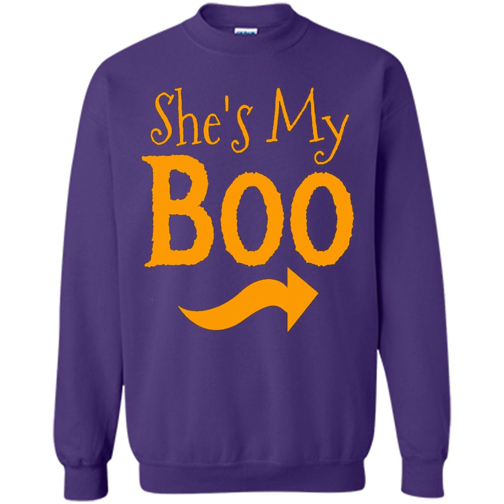 She's My Boo - Halloween Couples T-shirts For Him and Her Purple
