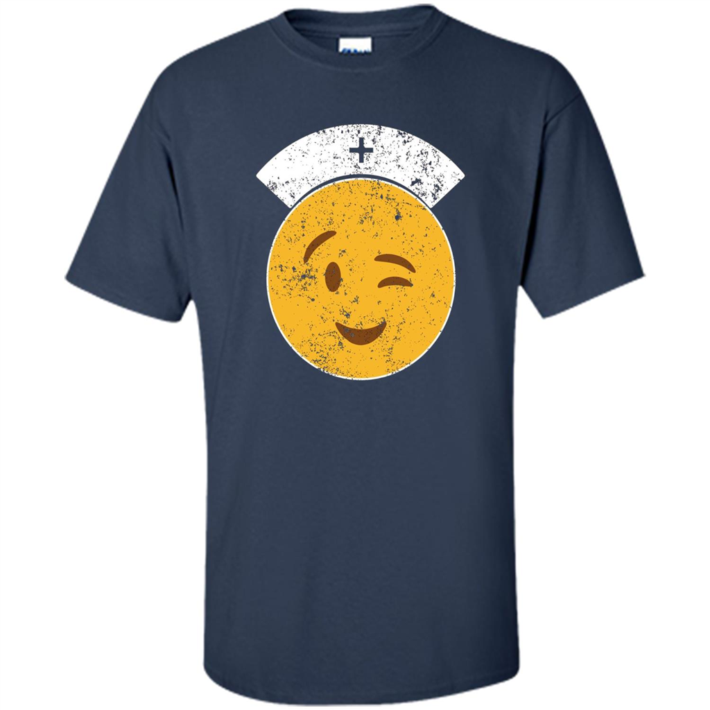 Nurse T-shirt Funny Nurse Emoji T-shirt Navy